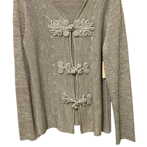 Coldwater Creek Shimmer Cardigan Womens L Holiday Ornate Glam Sparkly Mature - Picture 4 of 9